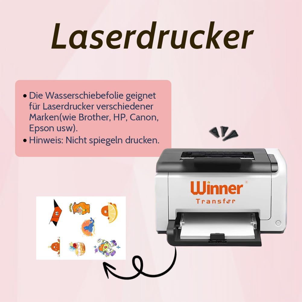 A4 x 10, laser water slide film (transparent), candle tattoos, water slide paper, water transfer film, for toy models, cups, ceramic, glass, plastic (D-WT-8-10-new) – Bild 5