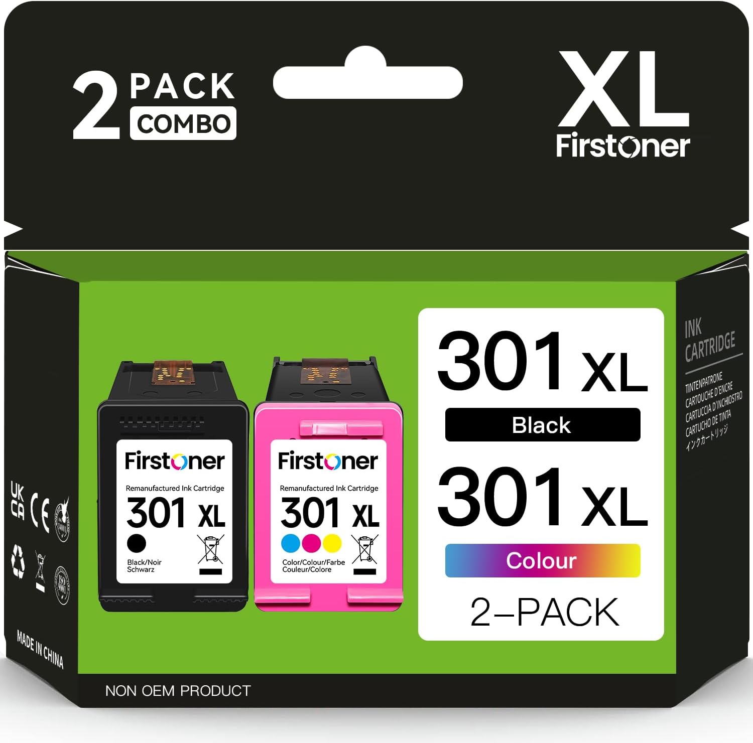 301 Printer Cartridges Multipack, 301XL Black and Colour Ink Cartridges Replacement for Original HP 301 for HP Envy 4500 4502 5530 5532 Deskjet 1000 1050 1510 2510 2540 3050 OfficeJet 2620 2622 4 630