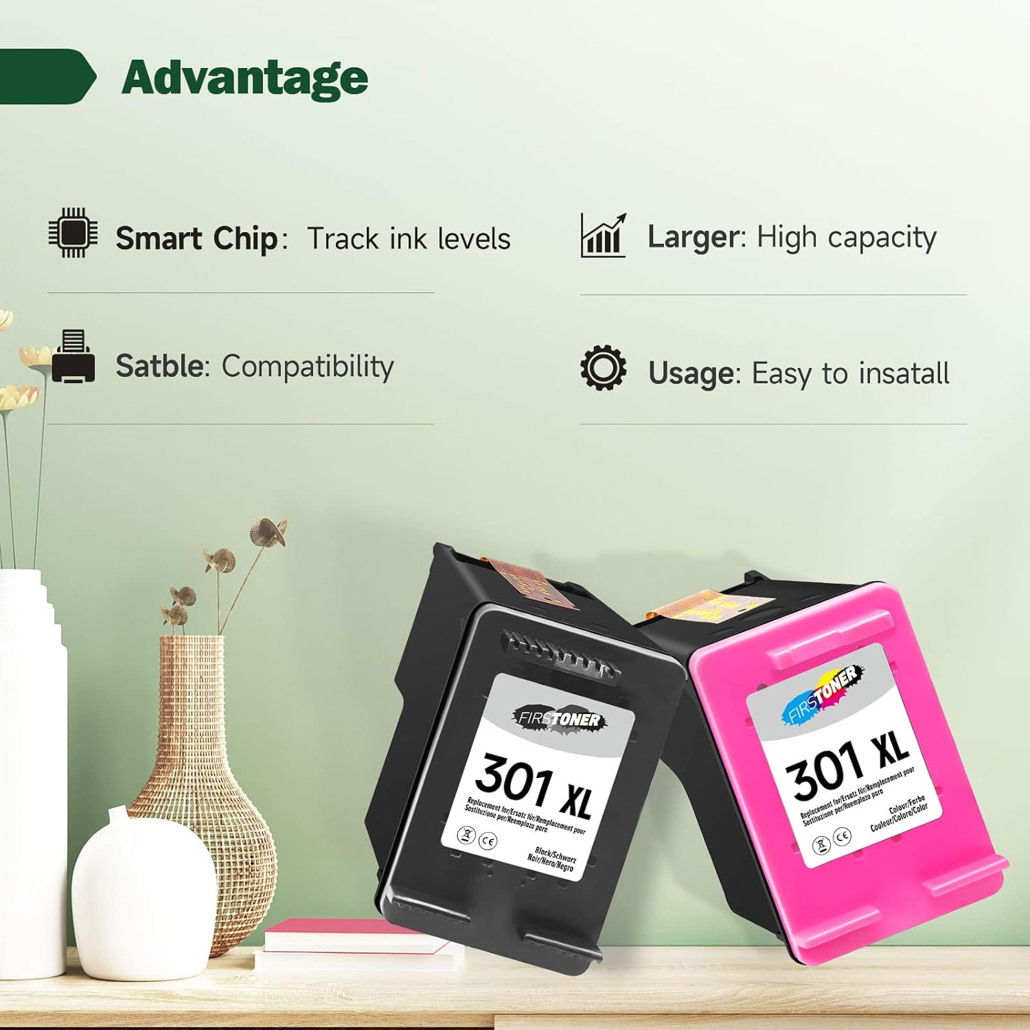 301 Printer Cartridges Multipack, 301XL Black and Colour Ink Cartridges Replacement for Original HP 301 for HP Envy 4500 4502 5530 5532 Deskjet 1000 1050 1510 2510 2540 3050 OfficeJet 2620 2622 4 630 – Bild 5