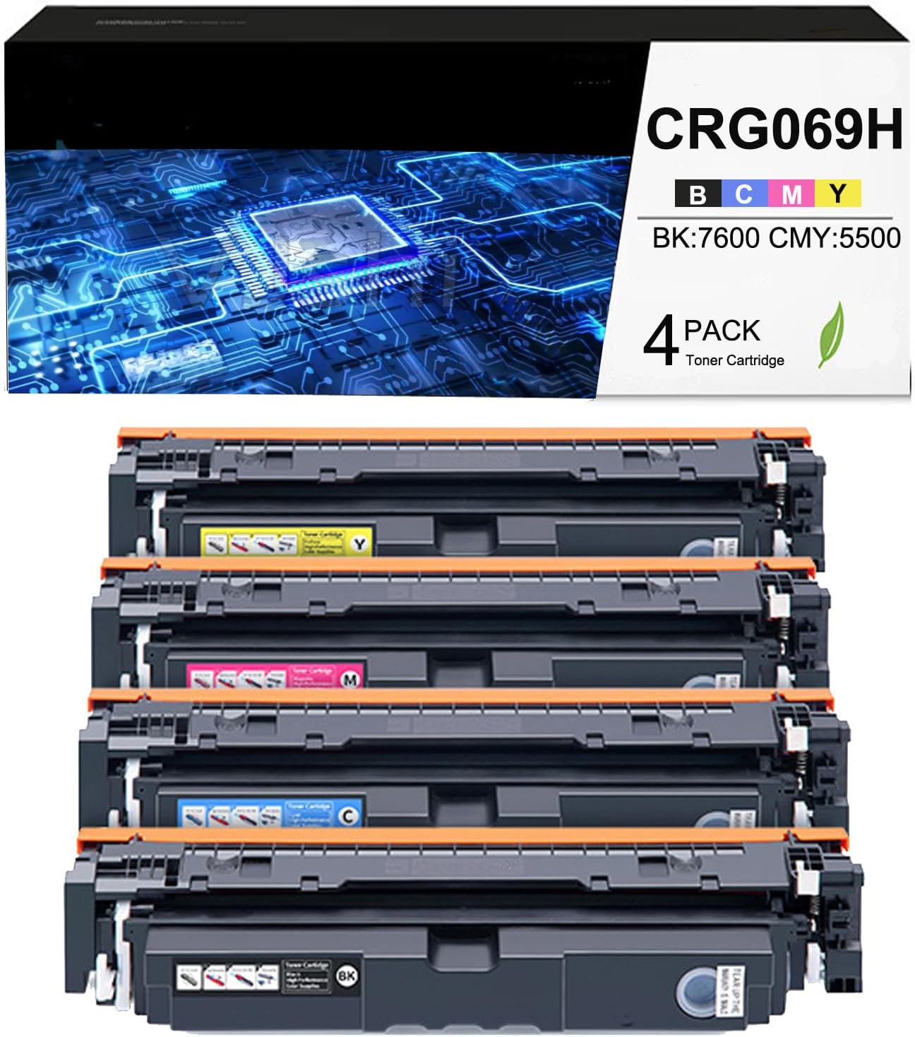 069H CRG-069H CRG069H Compatible Toner Cartridge (BK: 7600 CMY: 5500 Pages) for Canon i-SENSYS MF752 MF752Cdw MF754 MF754Cdw LBP673 LBP673Cdw (4 Pack) k-KCMY))