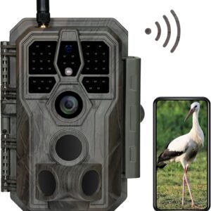 GardePro E8 Wildlife Camera WLAN with App 64MP H.264 1296P Video, 27 m Infrared Night Vision Motion Sensor Wildlife Camera WiFi Mobile Phone Transmission, 0.1s Fast Trigger, IP66
