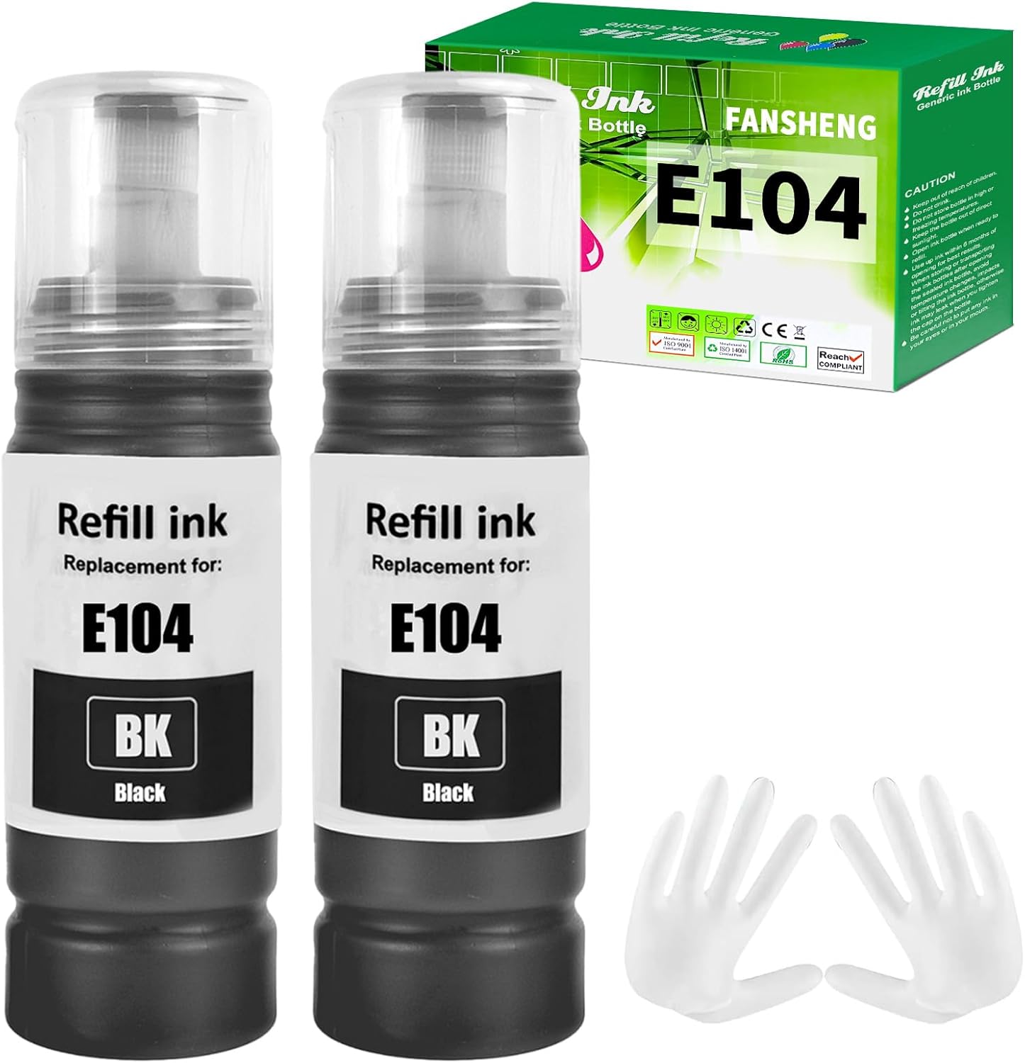 104 ink compatible with Epson 104 ink bottles for ecotank ET-1810 ET-2870 ET-2720 ET-2715 ET-2721 ET-2712 ET-2810 ET-2820 ET-2821 ET-2825 ET-2825 ET-2825 ET-288 26 ET-264700 ET-4800 (2 Pack