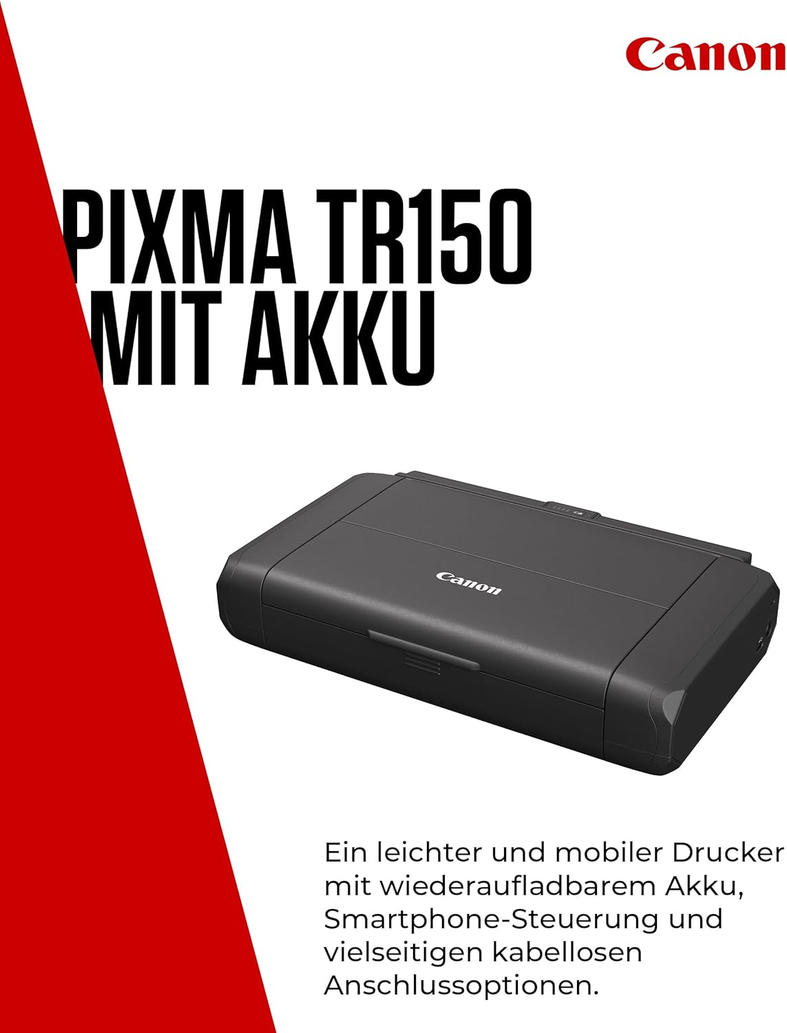 Canon PIXMA TR150 Mobile Printer with Battery (WLAN, Cloud, AirPrint, 4800 DPI x 1200 DPI, High Speed USB Type C, OLED Display, Inkjet Printer), Black – Bild 2