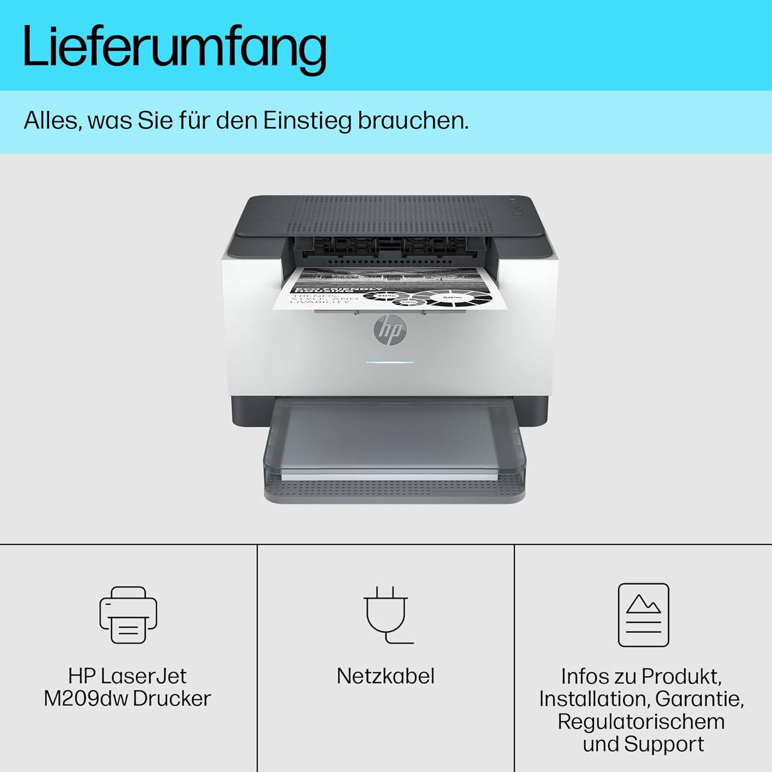 HP LaserJet M209dw Laser Printer Black and White, Double-Sided Printing, Dual-Band Wi-Fi, USB, Smart App, LED Control Panel – Bild 5