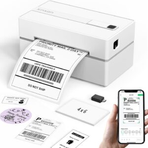 Bluetooth Label Printer, 4 x 6 Thermal Printer Label Printer, Label Printer Shipping Labels Printer for DHL UPS DPD FedEx, Etsy Shopify, White