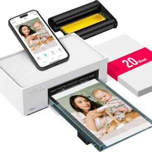 Liene Amber M100 Photo Printer Smartphone, 10 x 15 with 20 Photo Papers / Cartridge, WiFi Mobile Phone Photo Printer for iPhone/Android/PC, 300 DPI Dye Sublimation Instant Image Printer, Photo Printer Portable for Home