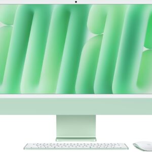 Apple iMac All-in-One Desktop Computer with M4 Chip with 10 Core CPU and 10 Core GPU: 24″ Retina Display, 16GB Shared Memory, 256GB SSD Memory, Matching Accessories; Green