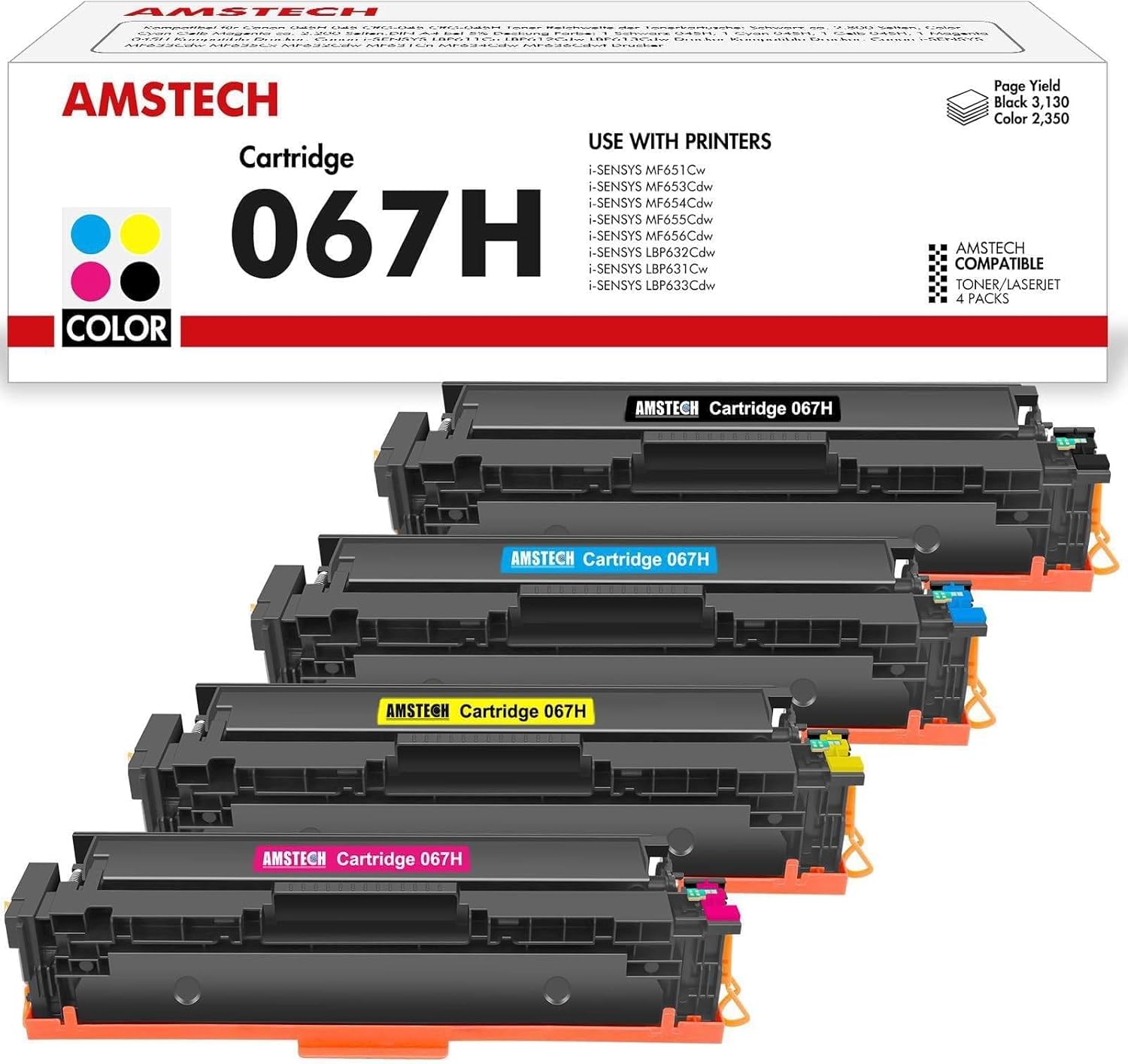 067H 067 Toner Set Compatible with Canon 067H 067 i-SENSYS MF657Cdw MF655Cdw MF651Cw LBP631Cw LBP633Cdw LBP632Cdw MF653Cdw MF654Cdw MF656Cdw (Black Cyan Yellow Magenta, Magenta, Magenta, Magent