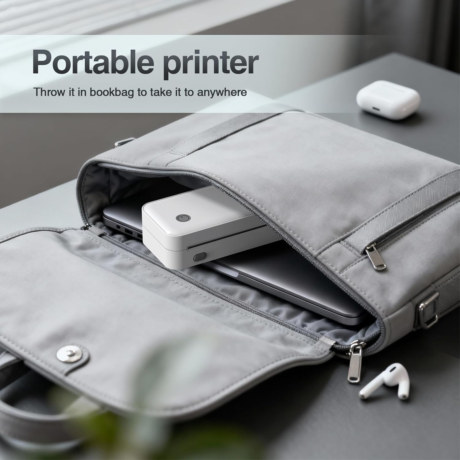 Bisofice D82 Mobile Printer A4 for On the Go Thermal Printer A4 - Portable Printer Compatible with Android and iOS, Portable Printer for Mobile Phone, Laptop, Grey – Bild 2