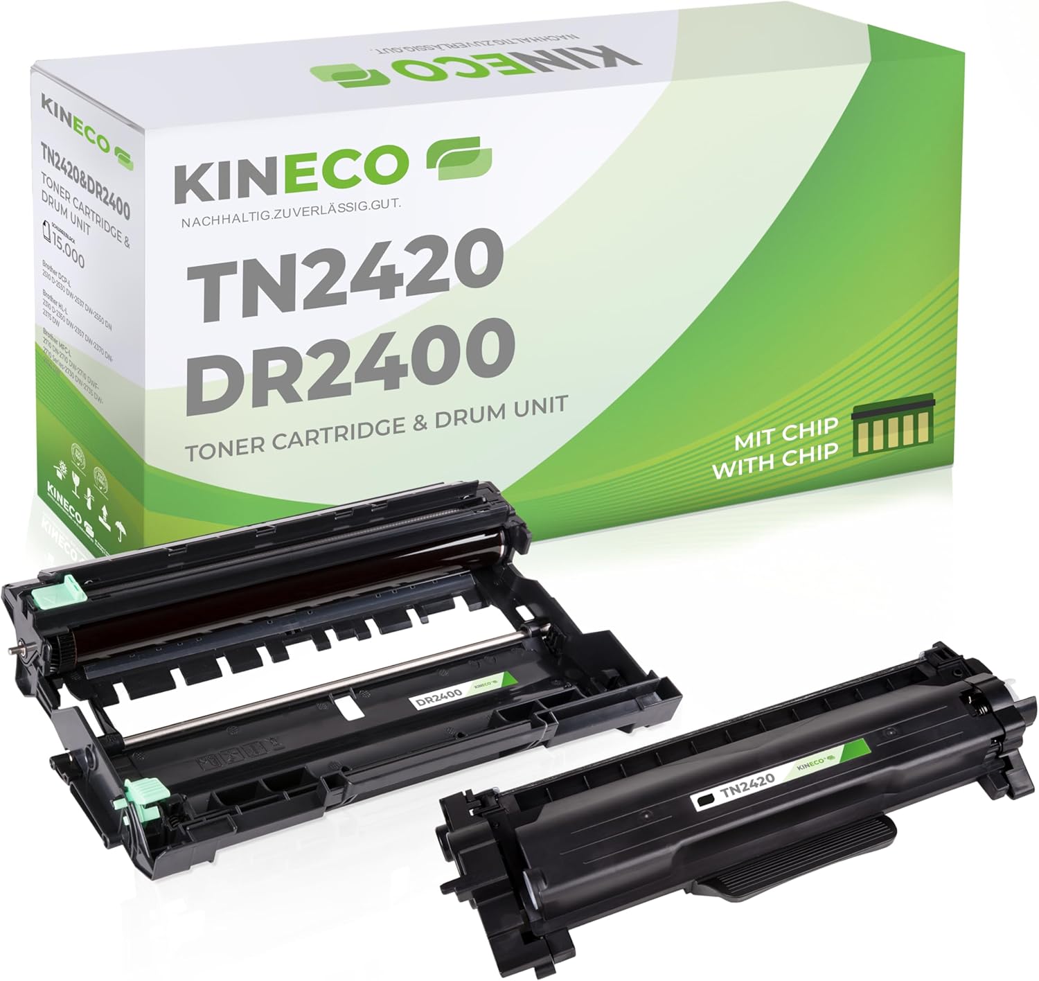 Kineco Toner and Drum Replaces Brother TN2420 TN2410 DR2400 for Brother HL-L2350DW HL-L2370DN HL-L2375DW HL-L2310D MFC-L2710DW