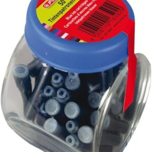 herlitz 50 Royal Blue Glass Ink Cartridges Compatible with Standard Fountain Pens