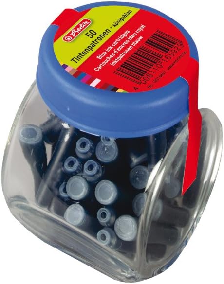 herlitz 50 Royal Blue Glass Ink Cartridges Compatible with Standard Fountain Pens