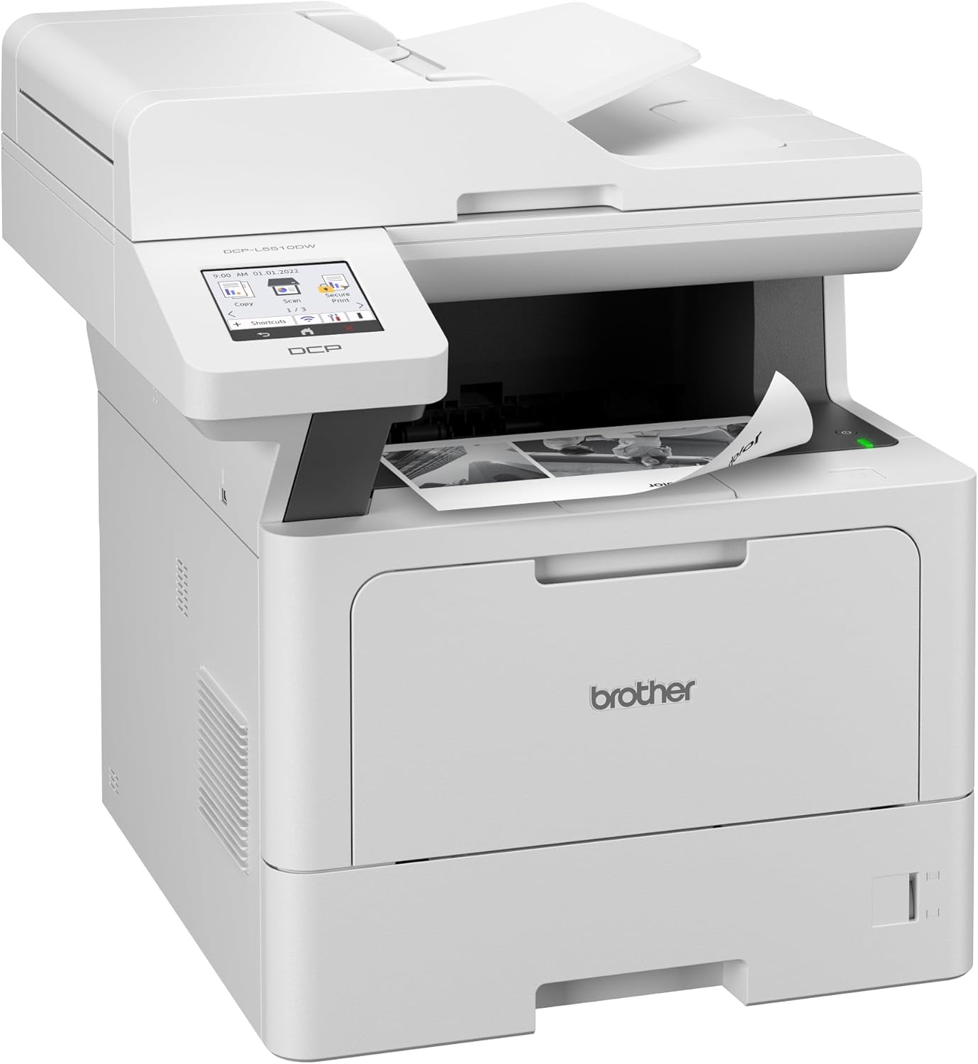 Brother DCP-L5510DW 3-in-1 Multifunction Printer Black / White (A4, 48 ppm, 1,200 x 1,200 DPI, LAN, WLAN, Duplex, 250 Sheets Paper Cassette) White/Grey – Bild 6