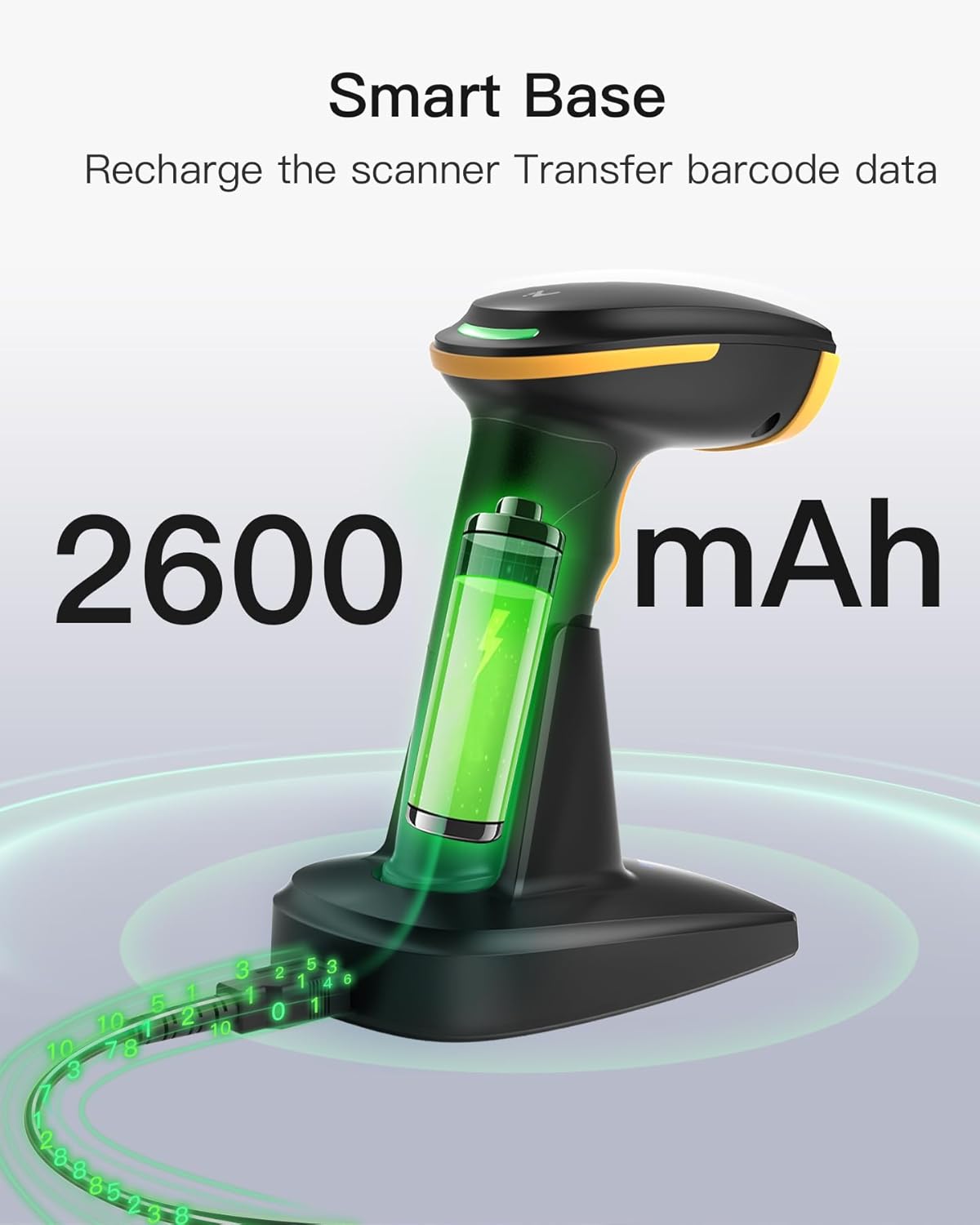 Inateck Bluetooth Barcode Scanner 2D, Wireless 2D QR Code Scanner with 2600 mAh Battery and Intelligent Charging Station, Handheld Scanner Supports AI, APP, SDK, BCST-36 – Bild 3