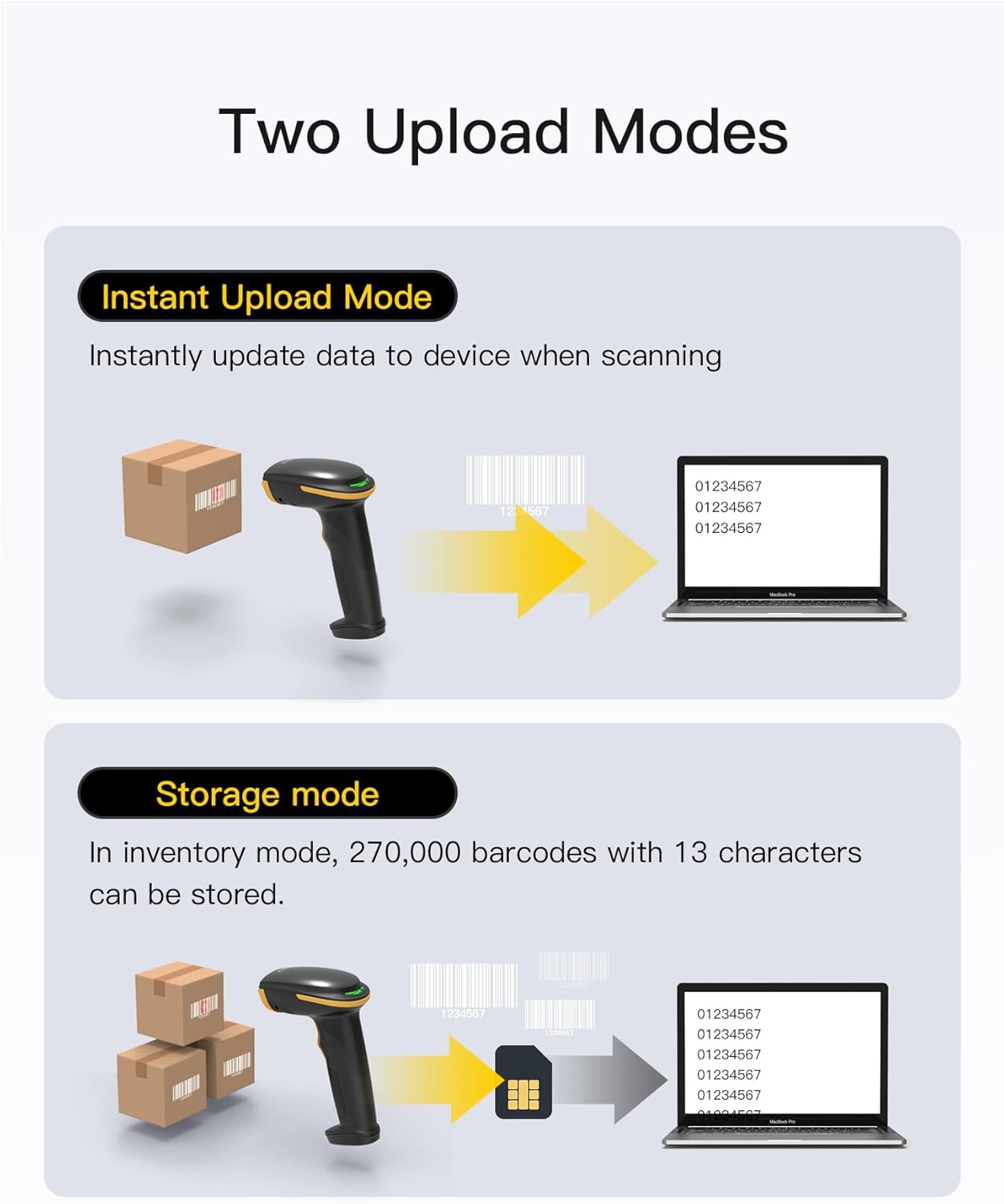 Inateck Bluetooth Barcode Scanner 2D, Wireless 2D QR Code Scanner with 2600 mAh Battery and Intelligent Charging Station, Handheld Scanner Supports AI, APP, SDK, BCST-36 – Bild 9