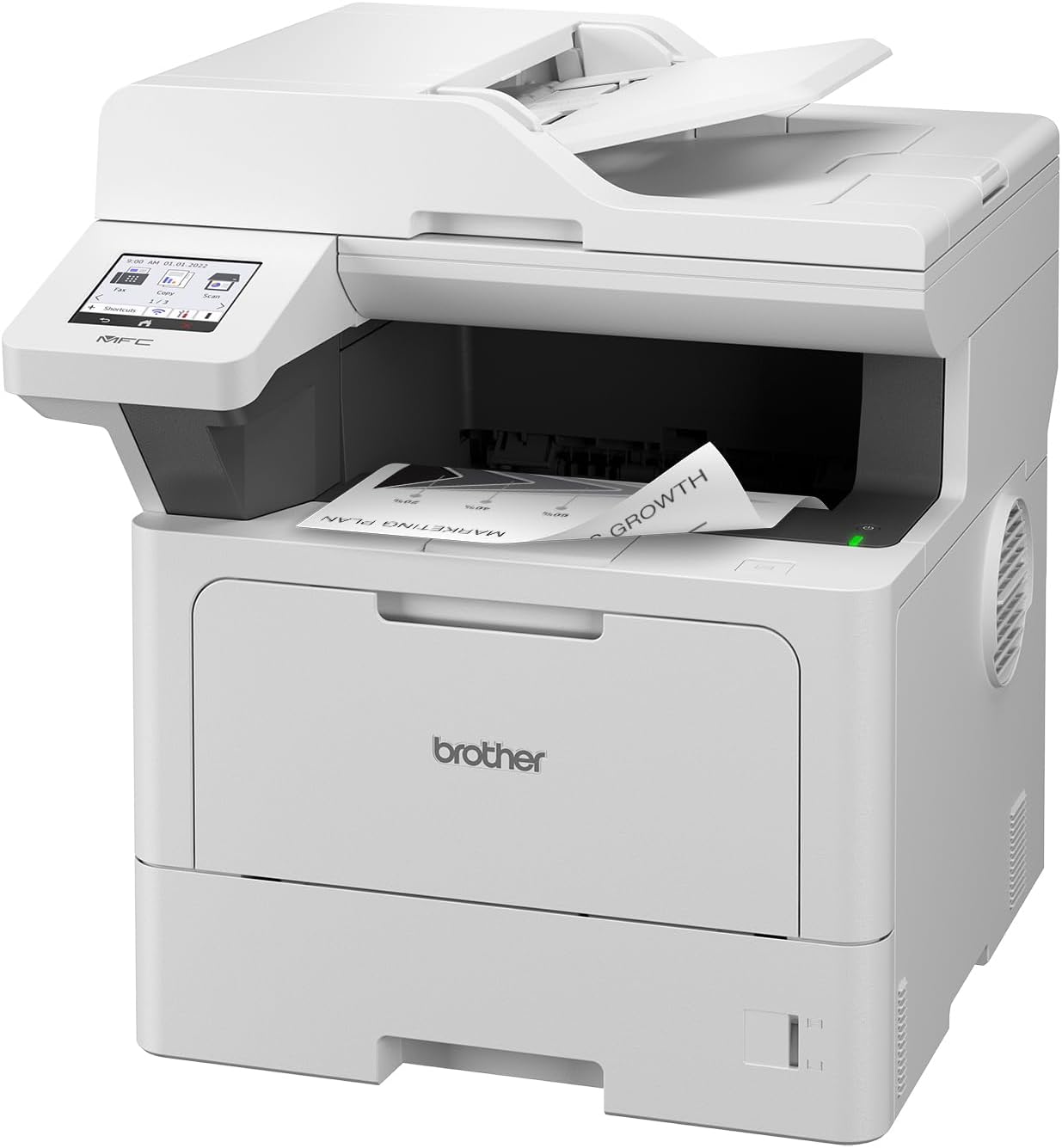 Brother MFC-L5710DW 4-in-1 Multi-Function Printer Black White (A4, 48 ppm, 1,200 x 1,200 DPI, LAN, WLAN, Duplex ADF, 250 Sheets Paper Cassette) White/Grey – Bild 2