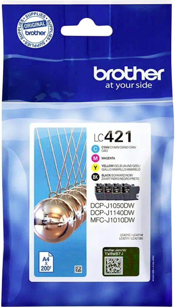Brother Original LC-421VAL Ink Cartridges Value Pack for Brother DCP-J1050DW, DCP-J1140DW, MFC-J1010DW (4 Ink Cartridges: Black, Cyan, Magenta, Yellow)