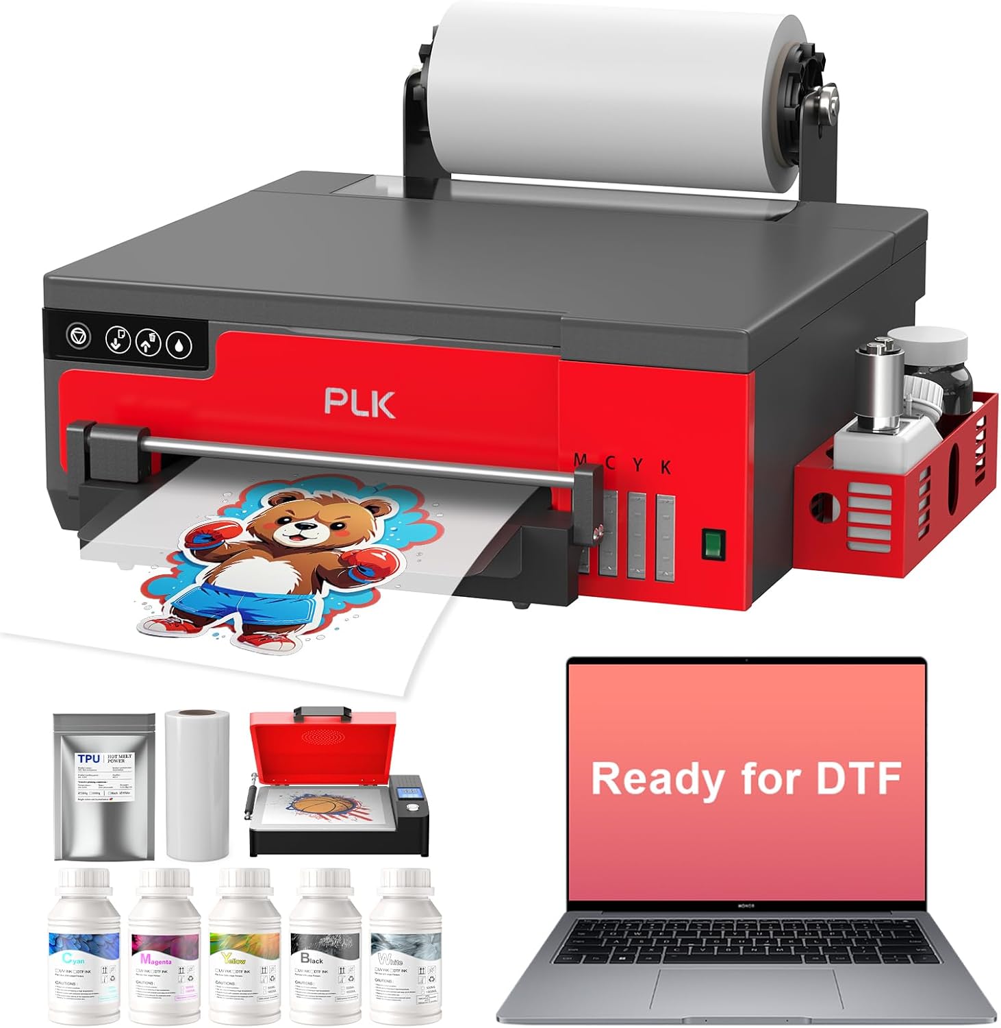 PLK DTF A4 Printer, 2 Years Delivery: Roller Feeder, DTF 8058 Transfer Printing Machine with White Stirring System, 100% Transfer Rate for DIY Printing