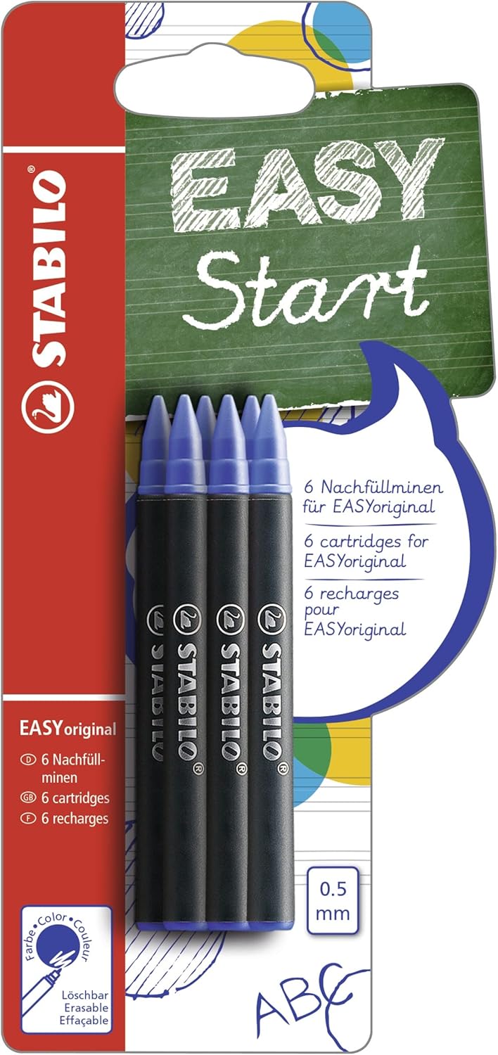 Ergonomic Rollerball - STABILO EASYoriginal Refills - Pack 6 - Blue