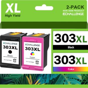 ECHALLENGE 303XL 303 Compatible with HP 303 Printer Cartridges Multipack for HP Officejet Pro 6230 Cartridges Envy Photo 7830 6230 6232 6220 6234 7134 7130 6222 6255 658 (Black, Colour)