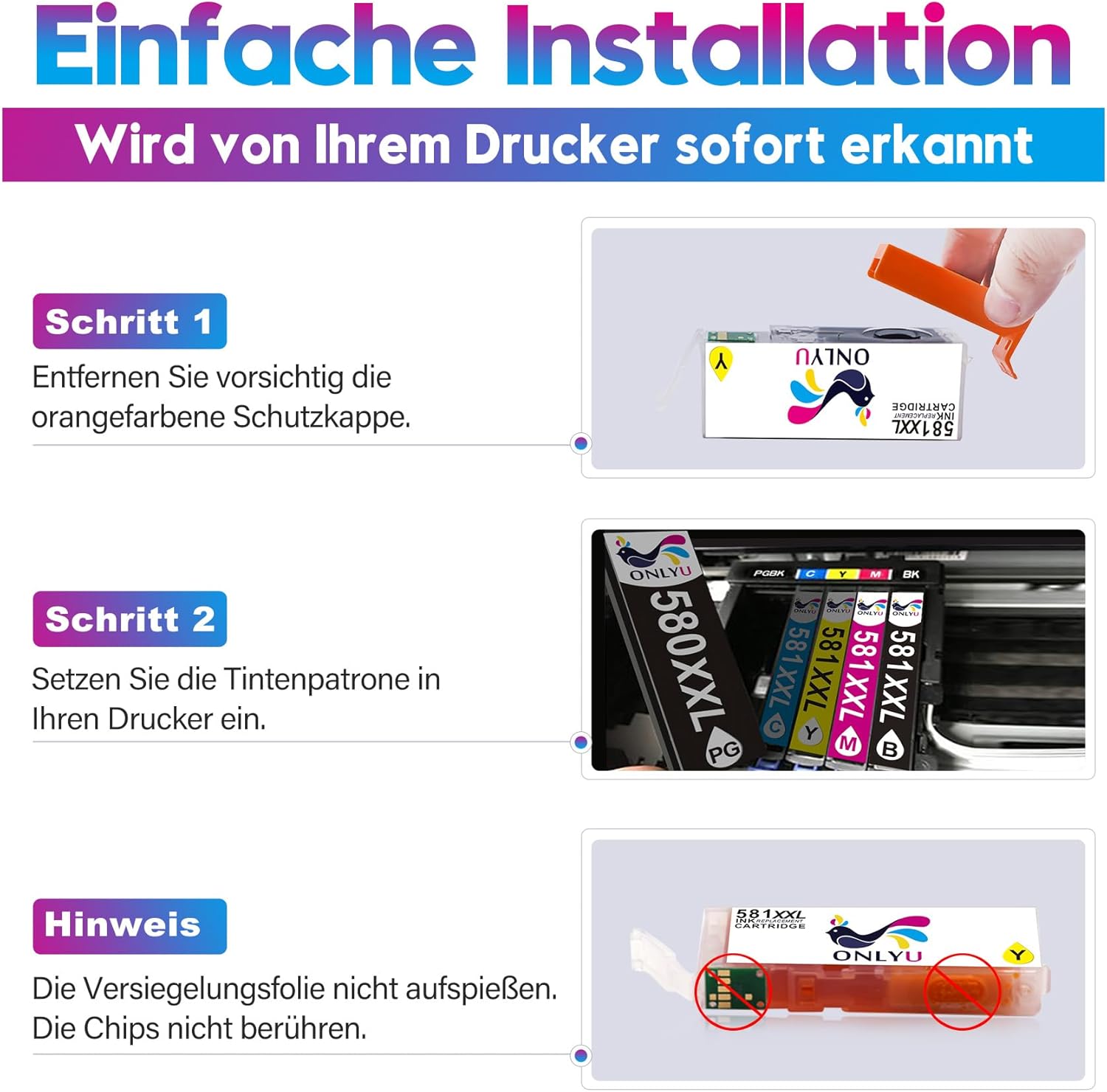 ONLYU 580XXL Compatible with Canon PGI-580XXL CLI-581XXL – Bild 6