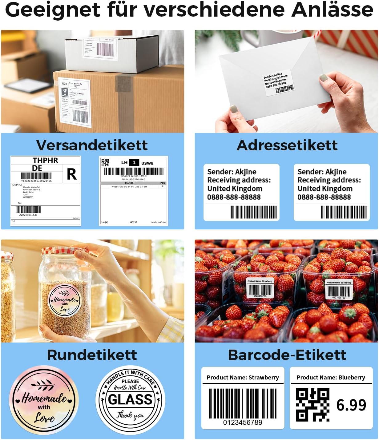 Phomemo Bluetooth DHL Label Printer, Label Printer 4x6 Shipping Labels Printer, Label Printer Thermal Printer for Barcode, Amazon, Etsy, Shopify, DHL, DPD, GLS, FedEx, Without Ink, 241BT Black/White – Bild 3