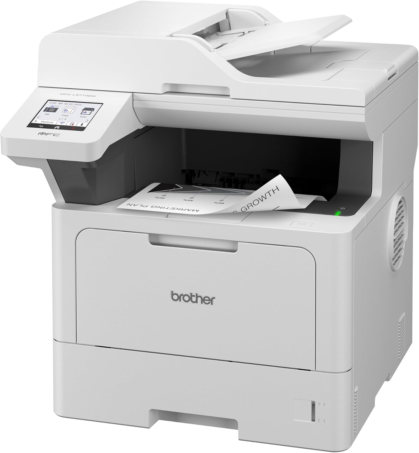 Brother MFC-L5710DW 4-in-1 Multi-Function Printer Black White (A4, 48 ppm, 1,200 x 1,200 DPI, LAN, WLAN, Duplex ADF, 250 Sheets Paper Cassette) White/Grey – Bild 4