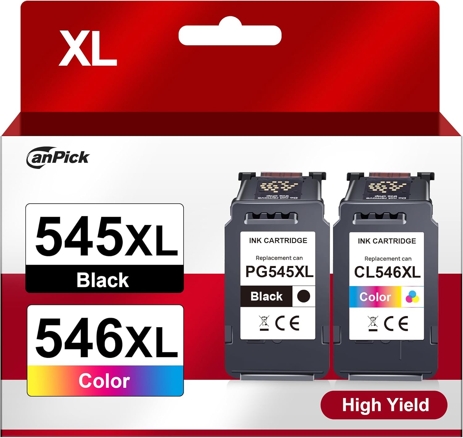 PG 545 CL 546 XL PG-545XL CL-546XL Multipack Replacement for Canon Printer Cartridge 545 546 XL for Pixma MX495 TR4550 TR4551 MG2550s MG2555s TS3150 TS3151 TS3350 MG30 MG30 50 50 MG051(1 black 1 colour)