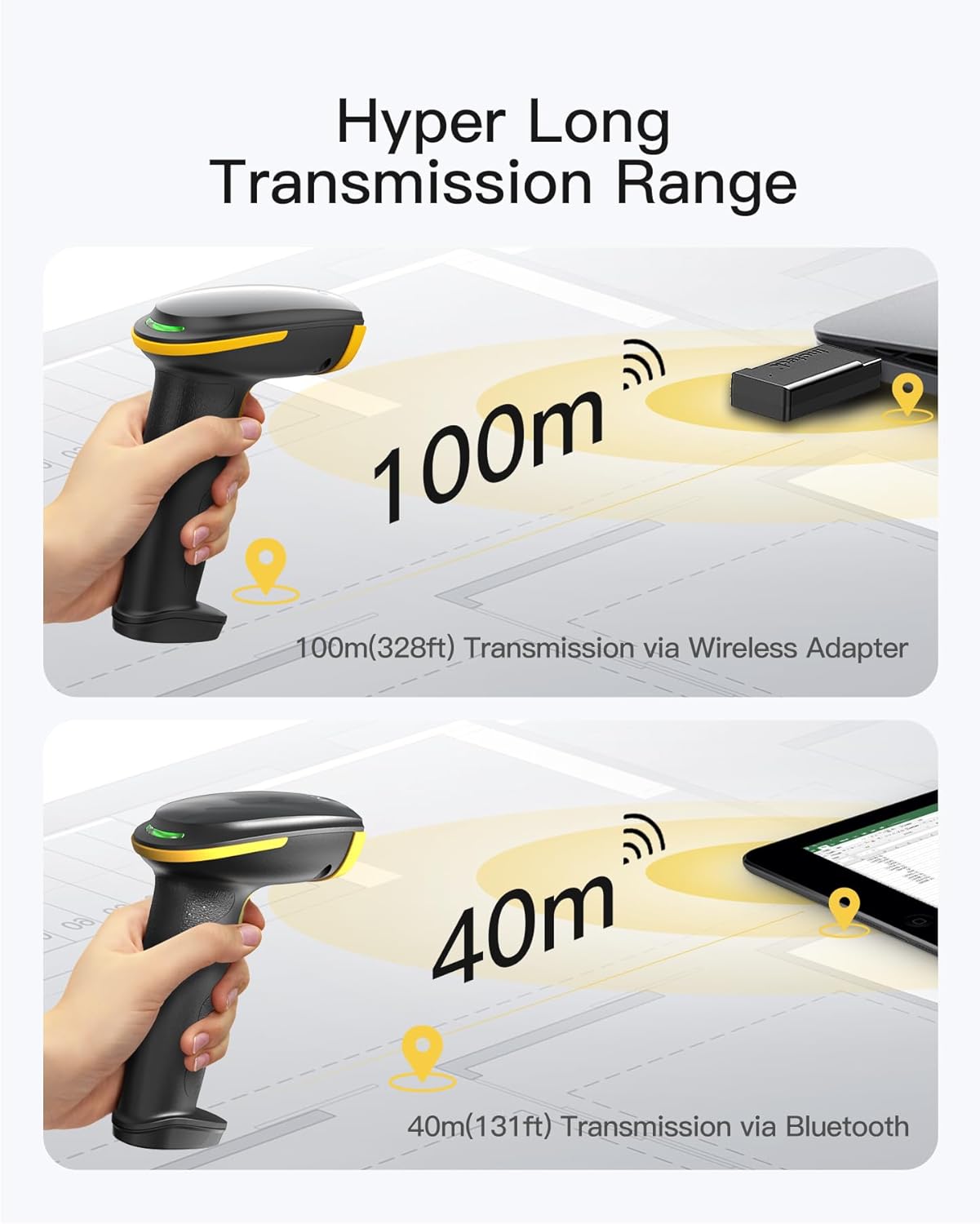 Inateck Bluetooth Barcode Scanner 2D, Wireless 2D QR Code Scanner with 2600 mAh Battery and Intelligent Charging Station, Handheld Scanner Supports AI, APP, SDK, BCST-36 – Bild 8