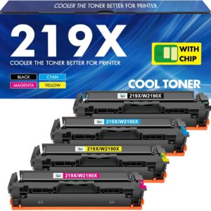 219X 219A MFP 3302FDWG Toner: With Chip Compatible Replacement for HP Color LaserJet Pro MFP 3302FDWG Toner 3302SDWG 3302FDNG 3302FDW 3302SDW 3302FDN 3202DN 3202DW 219 Black Cyan Magenta Yellow 4-Pack