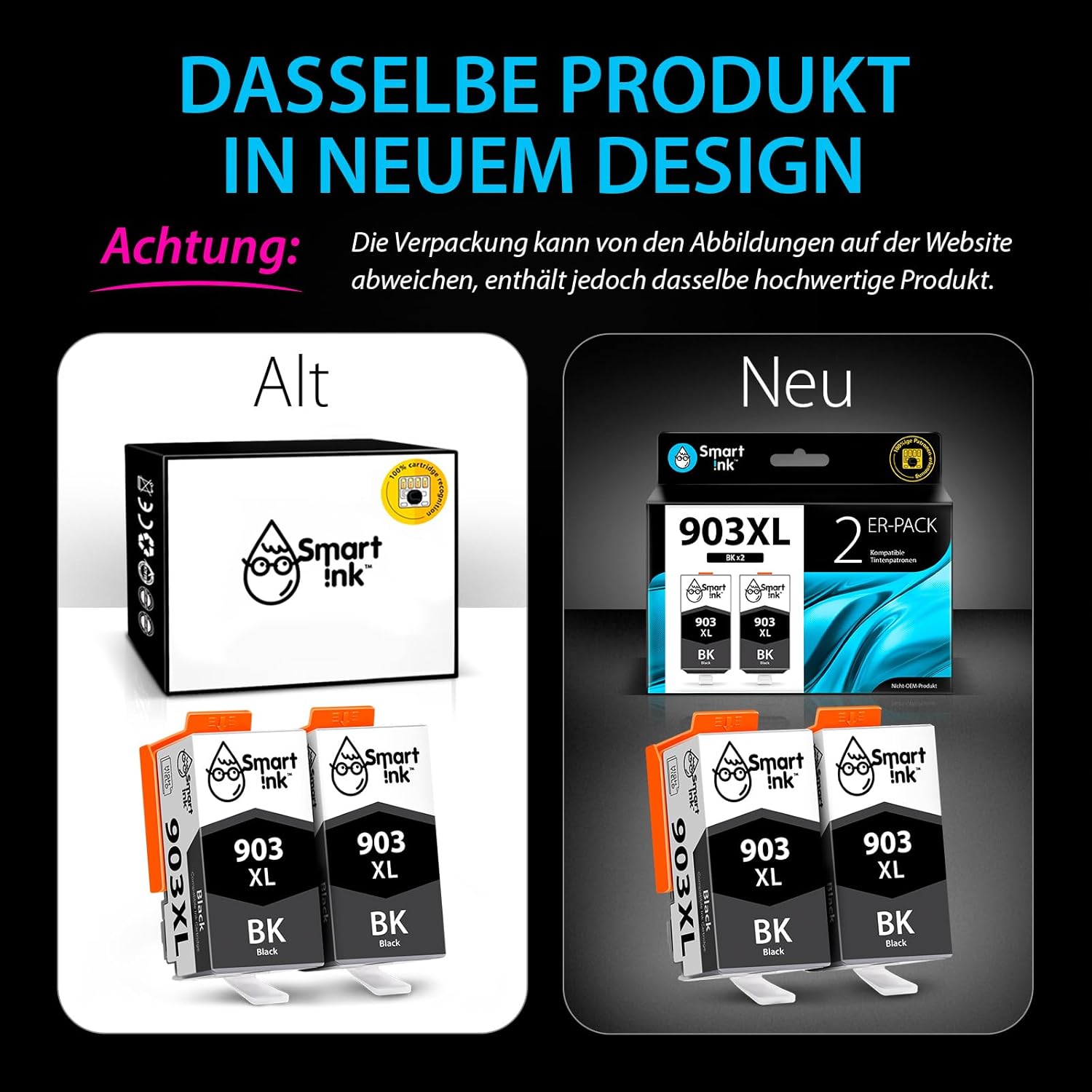 Smart Ink Compatible Printer Cartridges to Replace HP 903 XL 903XL 2 Black Multipack with Latest Chip Version Compatible with HP Officejet Pro 6960 6970 All-in-One Officejet 6950 – Bild 9