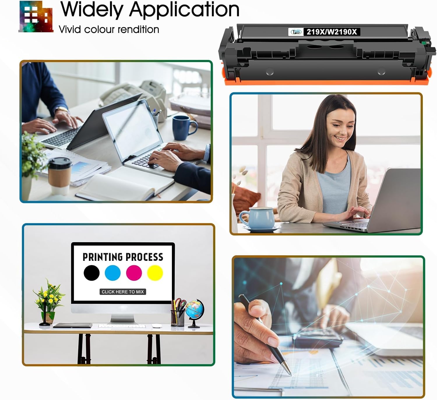 219X 219A MFP 3302FDWG Toner: With Chip Compatible Replacement for HP Color LaserJet Pro MFP 3302FDWG Toner 3302SDWG 3302FDNG 3302FDW 3302SDW 3302FDN 3202DN 3202DW 219 Black Cyan Magenta Yellow 4-Pack – Bild 8