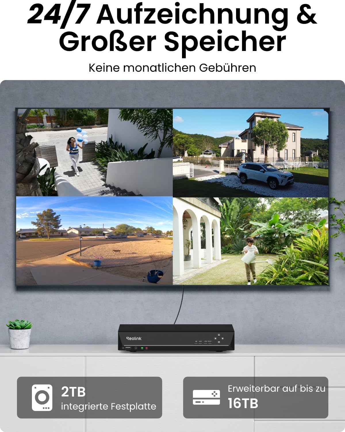 Reolink 8-Channel 4K Outdoor Surveillance Camera Kit, with 4 x 8 MP PoE IP Cameras, 2TB HDD, NVR, for 24/7 Video Recording Indoors/Outdoors, Person and Vehicle Detection, IP66, RLK8-800B4-A – Bild 5