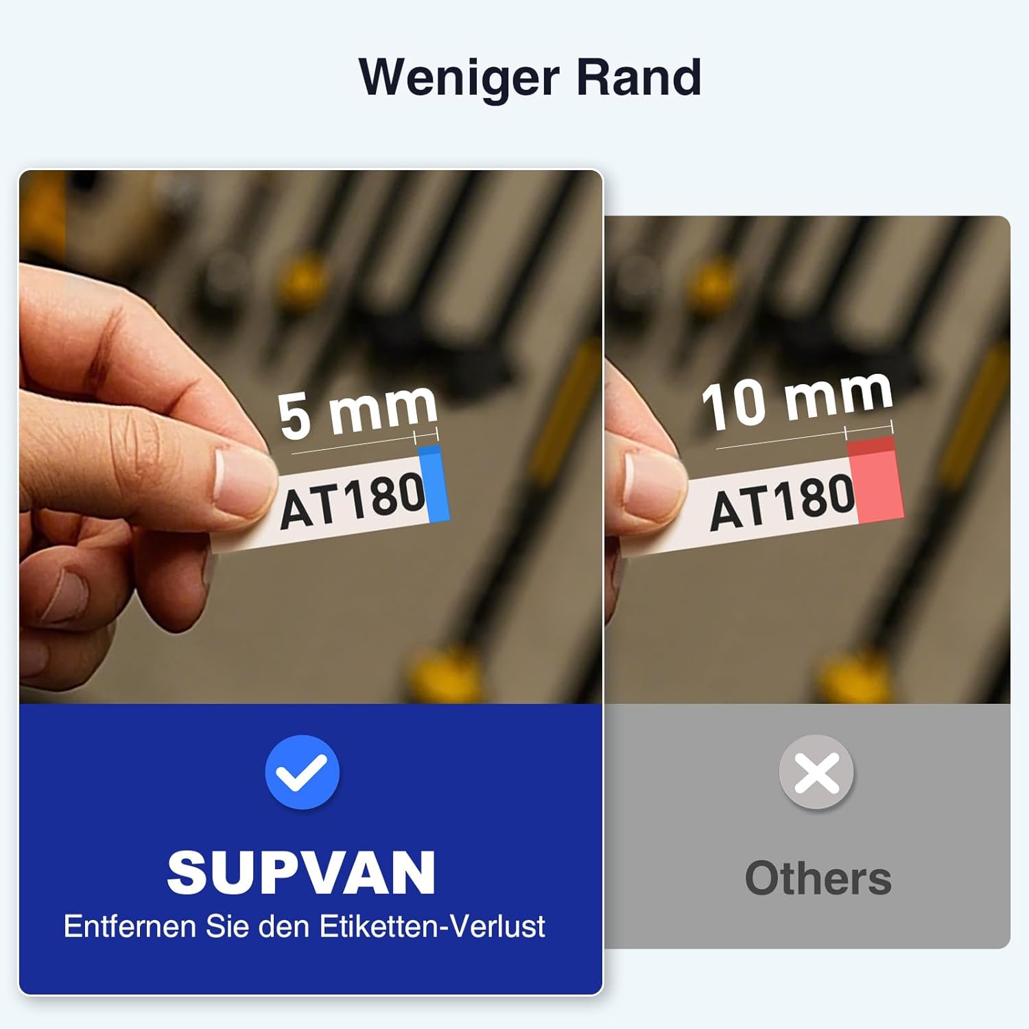 SUPVAN E11 Label Printer, German Layout (QWERTZ) Keyboard, with 2 Rolls of Continuous and 2 Rolls of Fixed Size Labels, Suitable for School, Office & Home, Black – Bild 7
