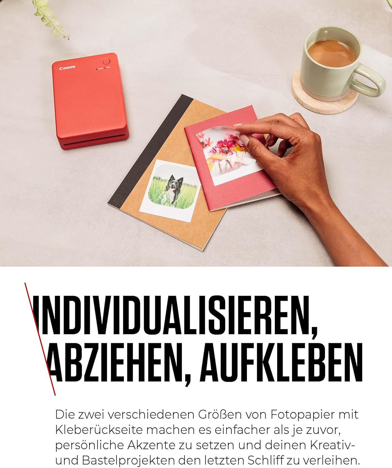 Canon SELPHY QX20 Mobile Photo Printer - Print Directly from Smartphone via Wi-Fi. Dye Sublimation Printing, 2 Sizes Sticker Paper and Charging via USB-C - White (Without Colour/Paper) – Bild 4