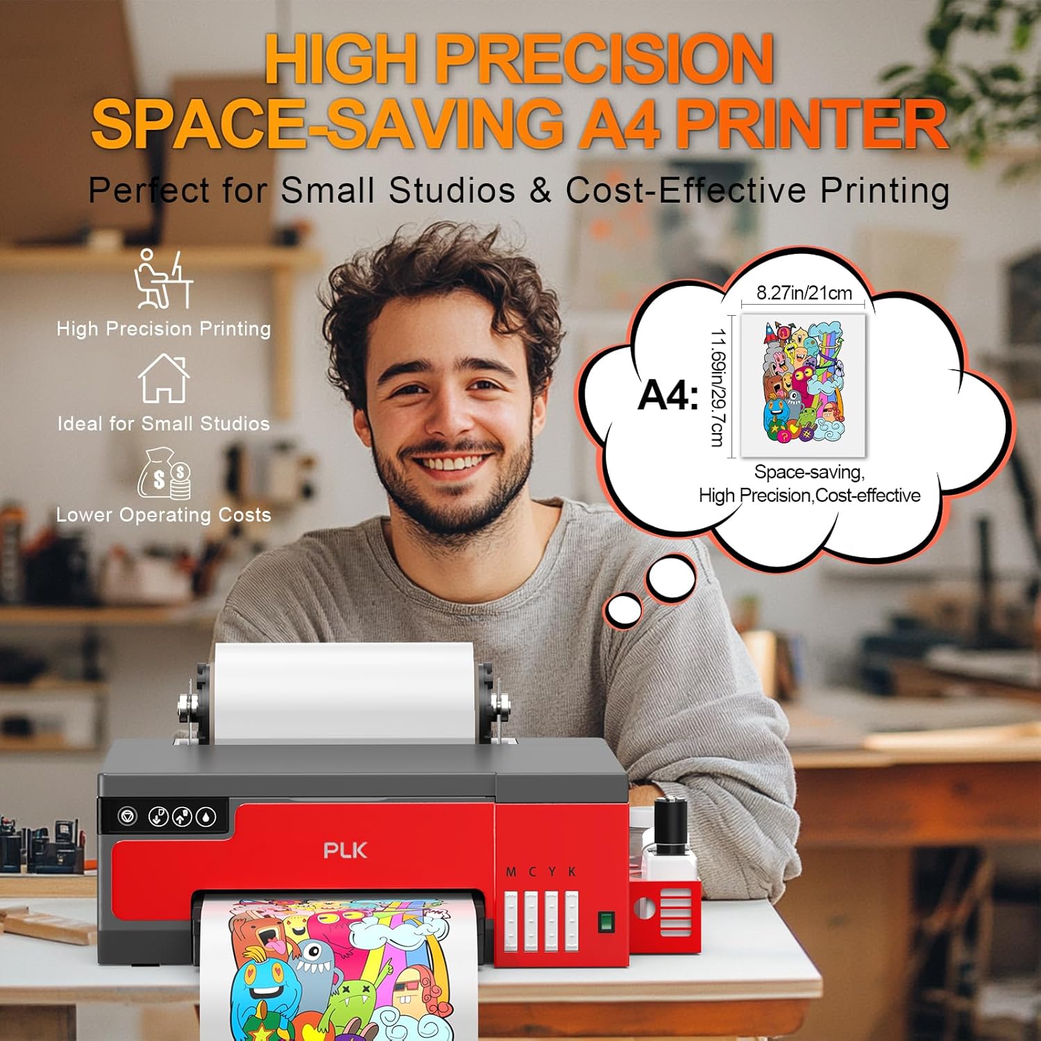 PLK DTF A4 Printer, 2 Years Delivery: Roller Feeder, DTF 8058 Transfer Printing Machine with White Stirring System, 100% Transfer Rate for DIY Printing – Bild 2