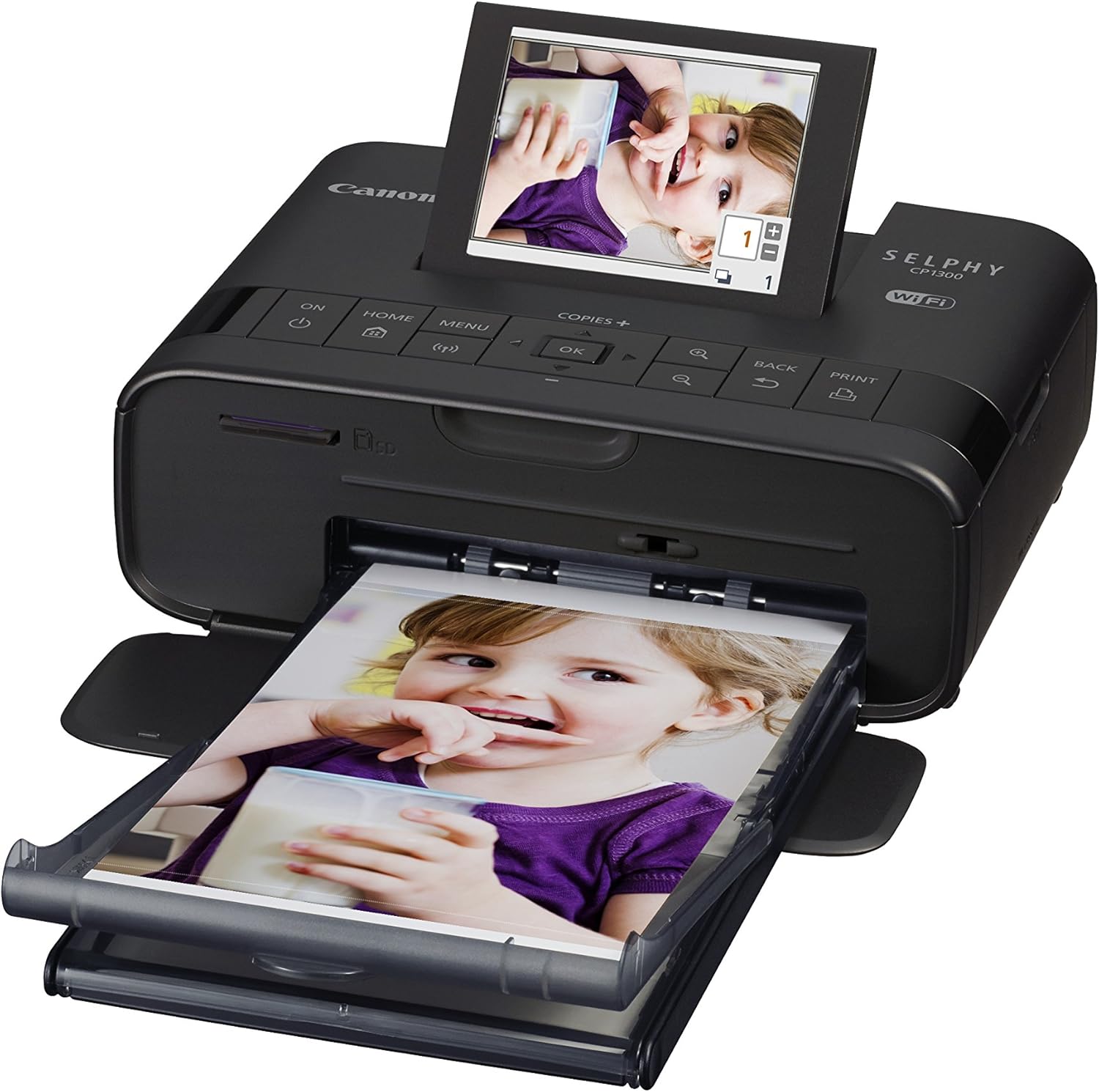 Canon Selphy CP1300 wireless photo printer) black