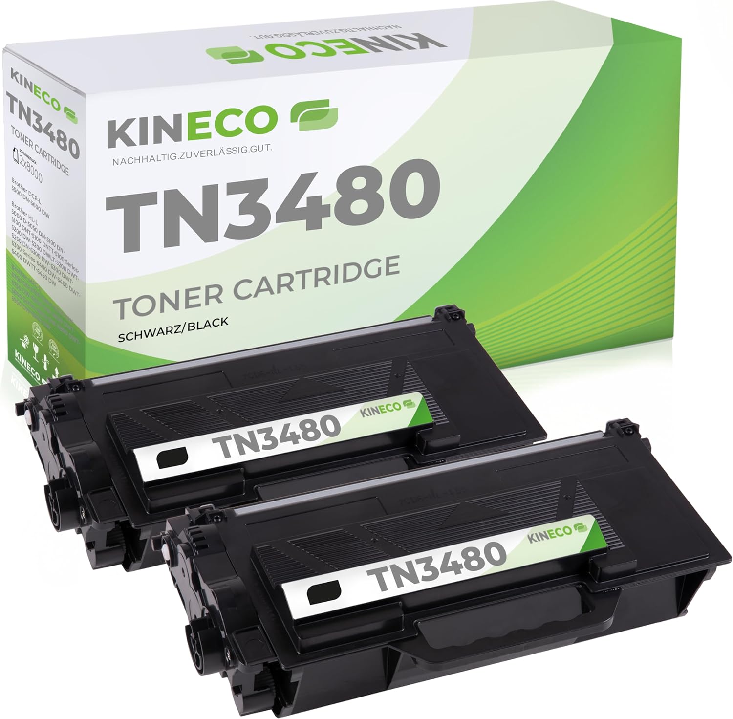 Kineco 2x Toner Replaces TN3480 Twin Pack for Brother HL-L5100DN HL-L5100DNT