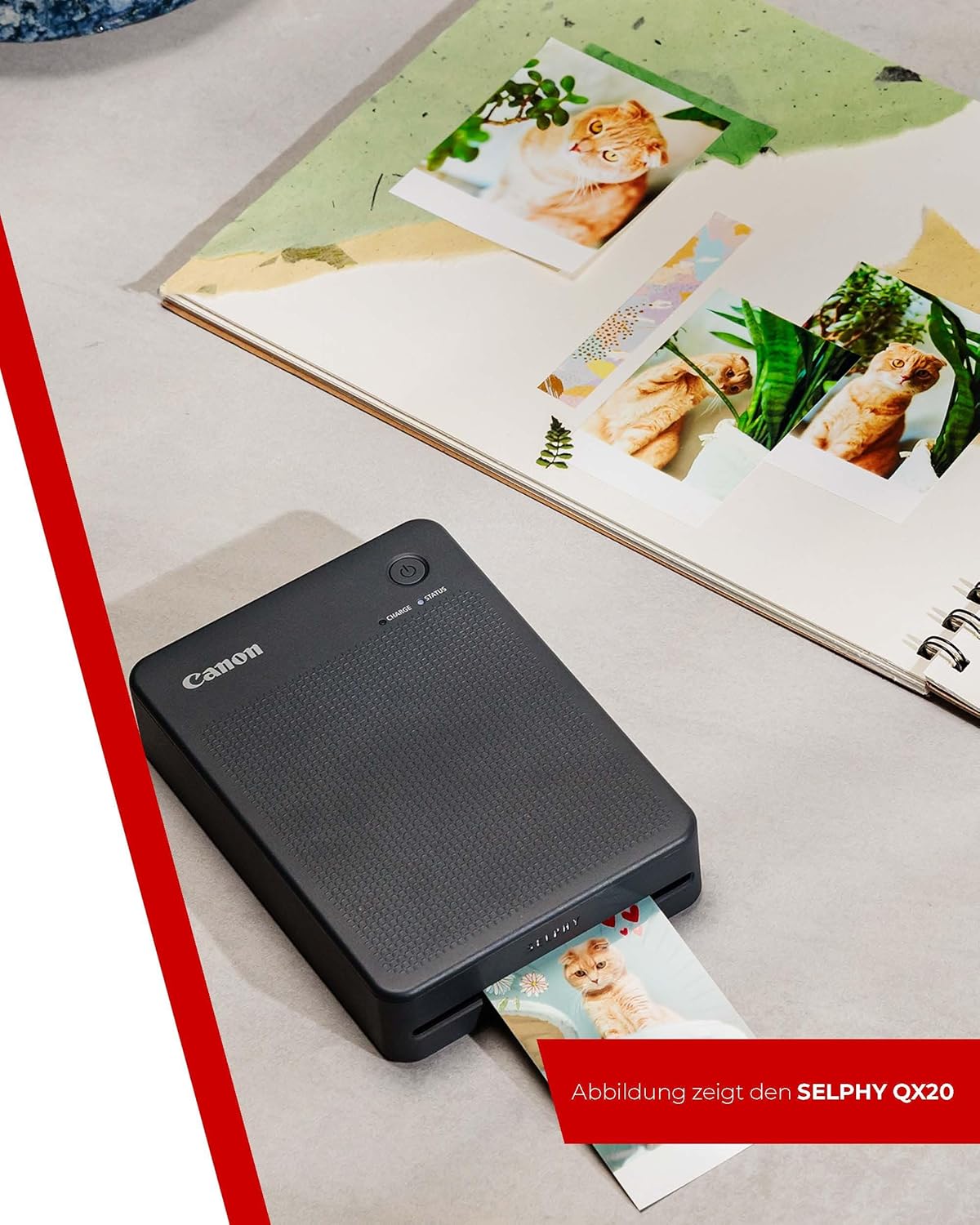 Canon SELPHY QX20 Mobile Photo Printer - Print Directly from Smartphone via Wi-Fi. Dye Sublimation Printing, 2 Sizes Sticker Paper and Charging via USB-C - White (Without Colour/Paper) – Bild 10