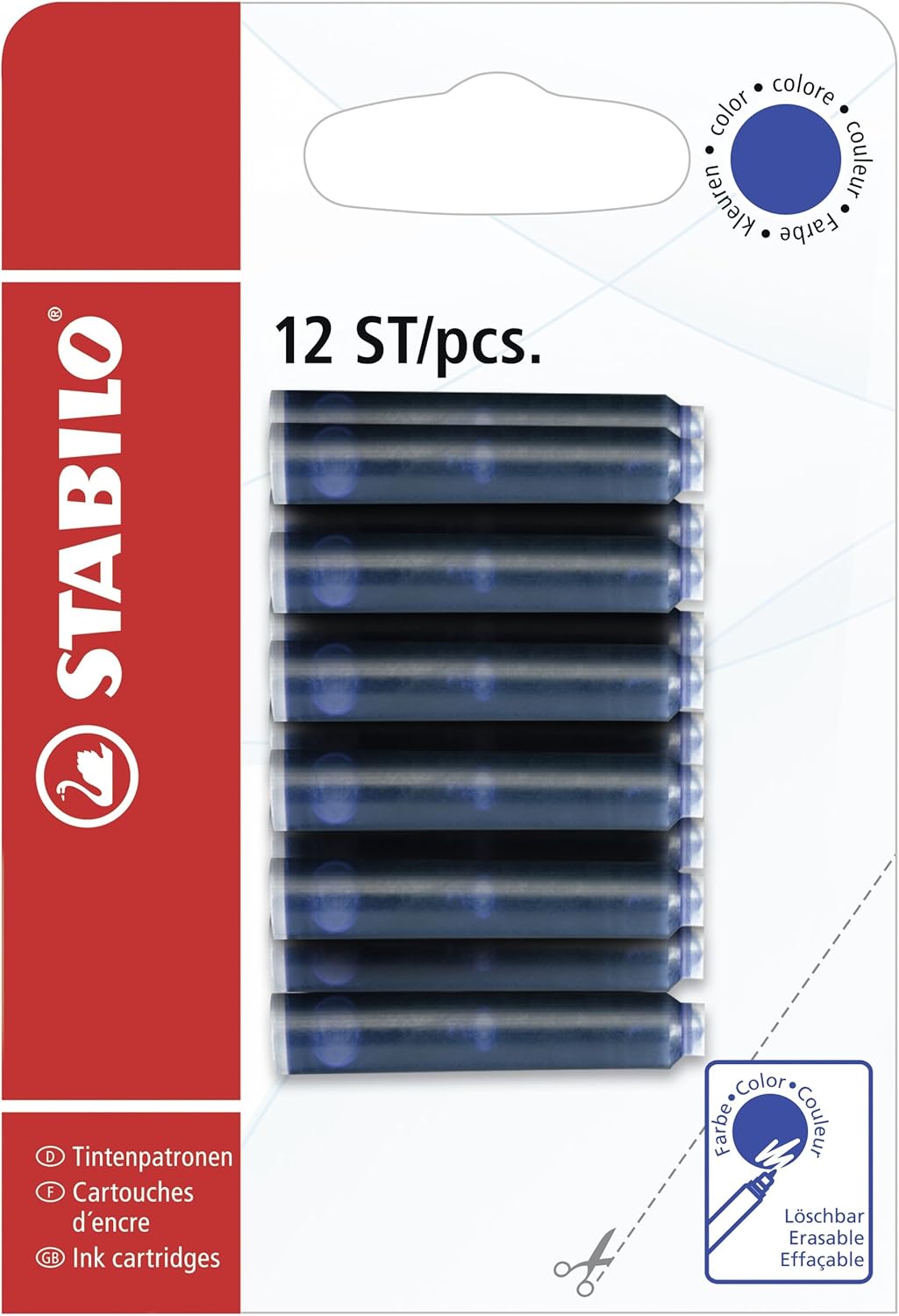 Ink Cartridges for Refilling - STABILO Refill - Pack of 12 - Blue