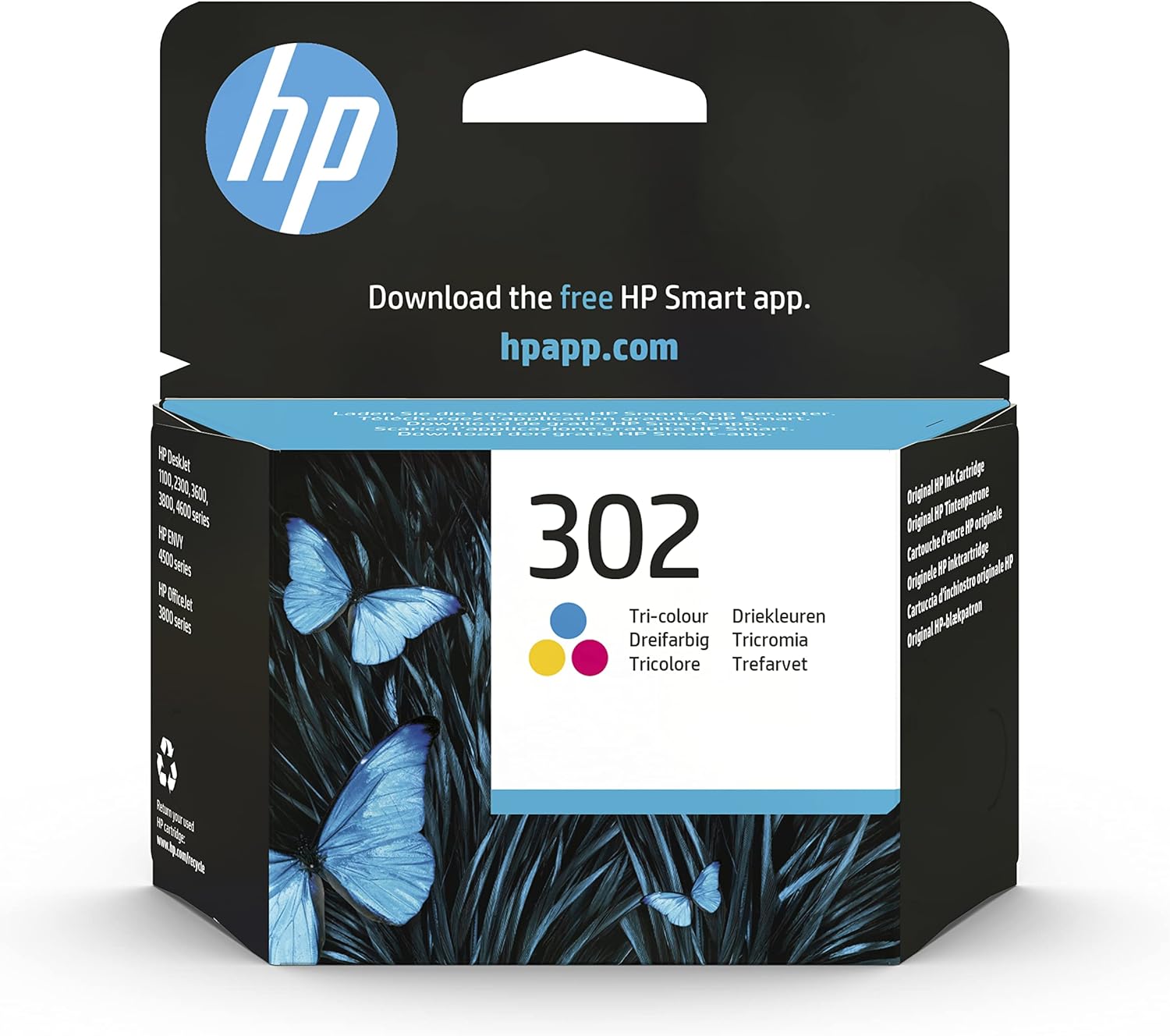 HP 302 Colour Original Printer Ink Cartridge for HP Deskjet 1110, 2130, 3630, HP OfficeJet 3830, 4650, 5230, HP ENVY 4520.