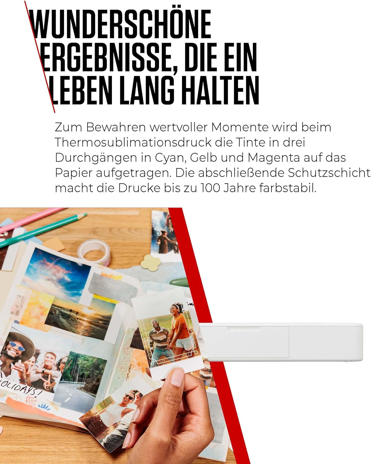 Canon SELPHY QX20 Mobile Photo Printer - Print Directly from Smartphone via Wi-Fi. Dye Sublimation Printing, 2 Sizes Sticker Paper and Charging via USB-C - White (Without Colour/Paper) – Bild 7