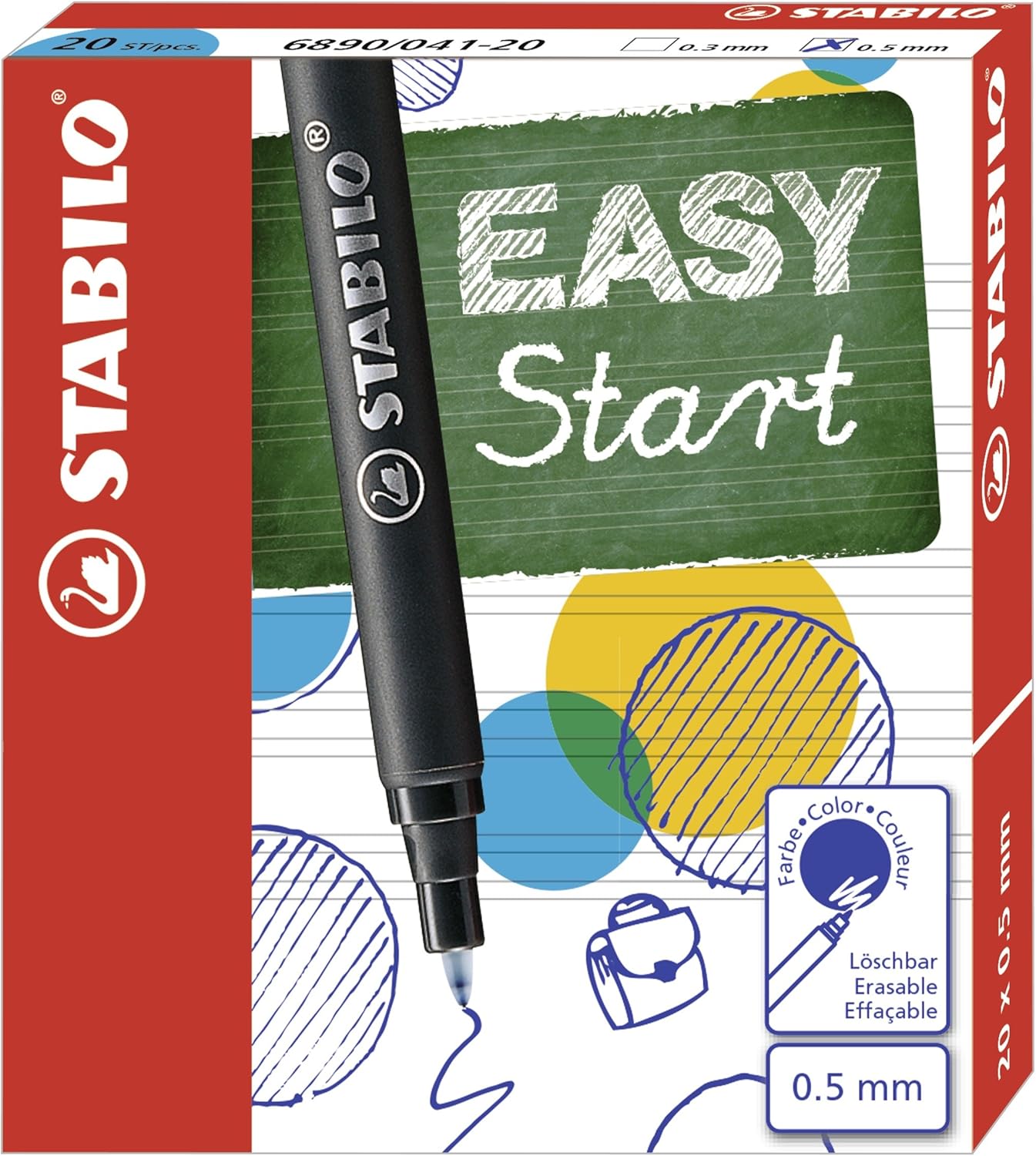 Ergonomic Rollerball - STABILO EASYoriginal Refills - Pack of 20 - Blue