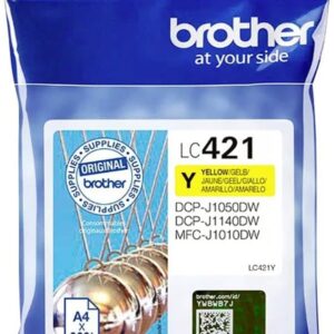 Brother LC421Y LC-421Y Ink Cartridge – Yellow for DCP-J1050DW, DCP-J1140DW, MFC-J1010DW