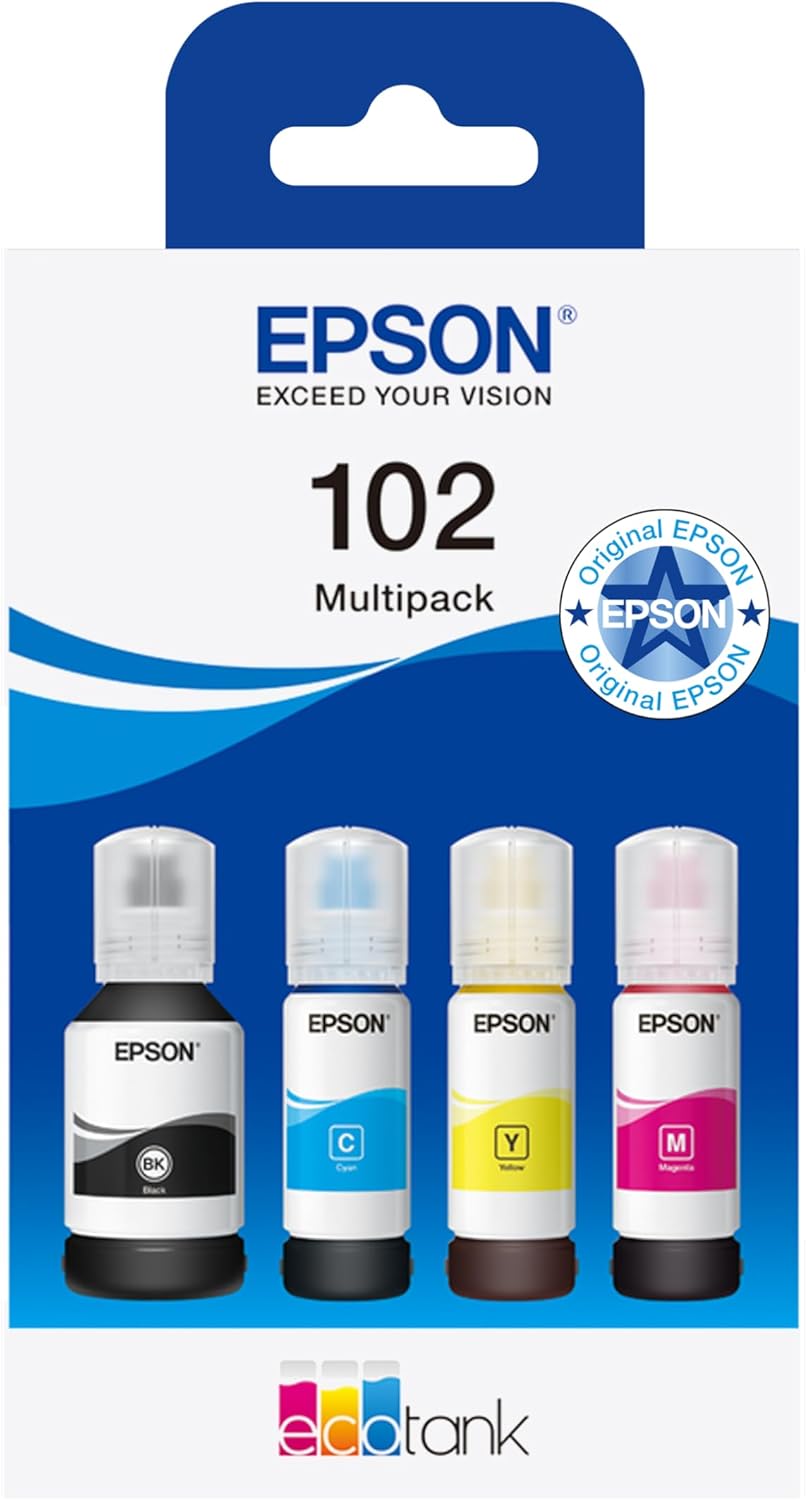 Epson C13T03R640 Ink Cartridge (4) Cyan, Magenta, Yellow, Black 337ml 25,500 Pages Bottle EcoTank 102 Standard