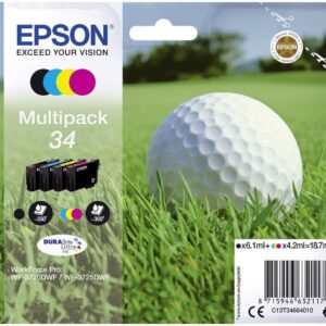 Epson Original 34 Ink Golf Ball, WF-3720DWF, WF-3725DWF, Multipack