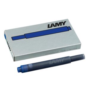 LAMY T10 Erasable Ink Cartridges with Large Ink Supply, Suitable for All Lamy Fountain Pen Models with Cartridges, 1.25 ml Content per Cartridge, 5 Pieces per Pack, Blue Ink Colour