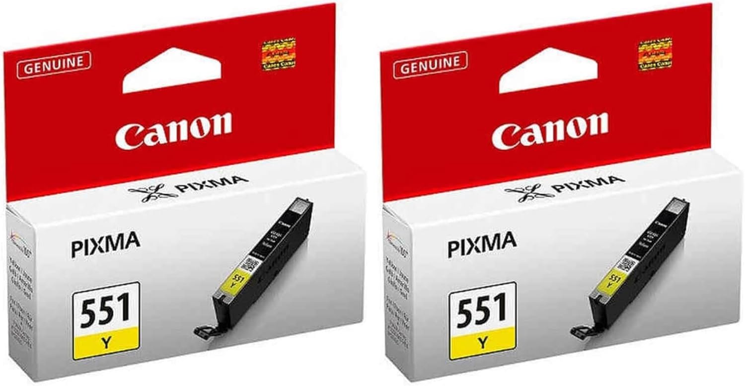 Canon CLI-551 Y Ink Cartridge Yellow 7 ml for Pixma Printer Original (Pack of 2)