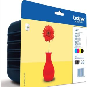 Brother LC121C/LC121M/LC121Y/LC121BK Inkjet Cartridges, Multi Pack, Standard Yield, Cyan, Magenta, Yellow and Black, Brother Genuine Supplies