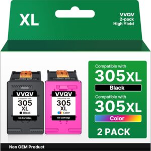 VVQV 305 XL Ink Cartridges Replacement for HP 305 Printer Cartridges XL Black and Colour for HP DeskJet 2820E 4220E 2700 2720E 4120E 2720 2800E 4100 2710 Envy 6020E 6000 6032E 6420E 601 0 602 0 6400 6032 (2-Pack)